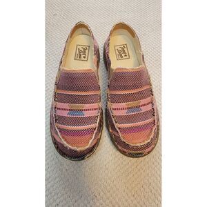 Tony Lama Women's Moccsi Rose Slip-On Canvas Aztec Print Shoes Us Size‎ 8